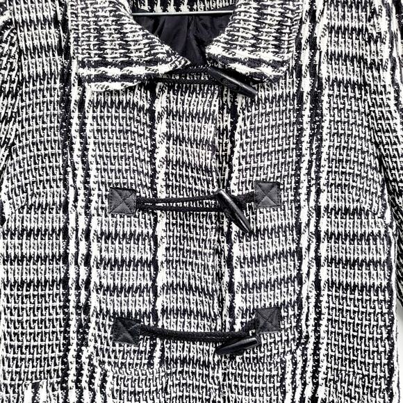 Ambiance Apparel Black & White Tweed Button Up Lined Trench Coat Women's Size L - Picture 4 of 10